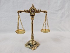 Vintage Brass Scales of Justice Lawyer Office Decor Mini Gold Antique Balance