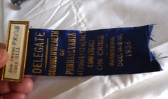 Antique Vintage RARE Ribbon Penna. Attorney Generals Conference on Crime 1936