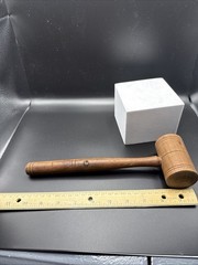 Vintage Some Turning Details Med Dark Solid Wood Judge’s Gavel Approx. 11”