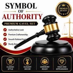 Wooden Auction Gavel Set with Matching Base, Court Office Ceremony Gift Decor