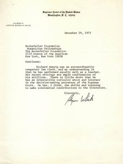 BYRON R. WHITE – TYPED LETTER SIGNED 12/29/1975