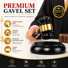 Premium Legal Gavel and Sound Block Set,Office Decor Gift for Judges and Lawyers