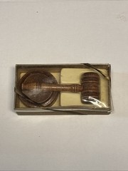 Vintage C.R. Gibson Solid Wood Miniature Gavel & Sound Block