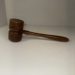 Vintage Wood Gavel 9 Inch Long Fraternal Judge Lawyer Auctioneer USA