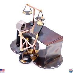 Handcrafted Metal Lawyer Figurine – Unique Welded Art Piece & Desk Accessory