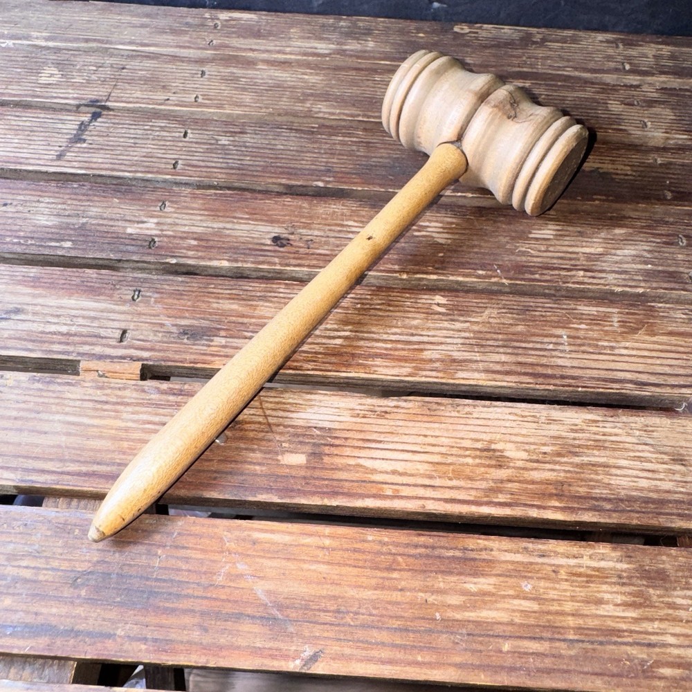 Vintage Wooden Gavel Judge Courtroom / Auctioneer’s Hammer 8.5” Legal Decor