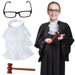 Yewong Judge Costume Accessory Judge Choker Blouse Collar Wooden Judge Gavel …