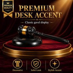 Classic Judge Gavel Desk Decor Display Ornament with Base for Office Home