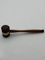 Vintage Wood Presentation Gavel Brass Band Worcester Board of Realtors 1992