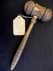 Vintage Handmade Rubber Wood Gavel Tagged 1971 from Estate Collection