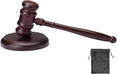Black Gavel and Block, Handcrafted Wooden Set for Judge, Lawyer, Student, Auctio