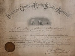 1888 U.S. Supreme Court Bar Admission Certificate – R.G. Erwin – Savannah, GA