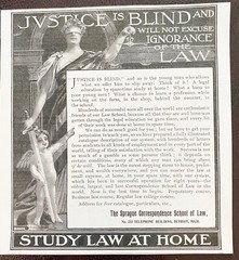 1898 SPRAGUE CORRESPONDENCE SCHOOL OF LAW Vtg Study@Home Print Ad~Blind Justice