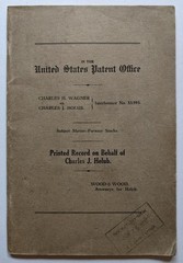 1926 UNITED STATES PATENT OFFICE RECORD CHARLES HOLUB vs CHARLES WAGNER RE: PIPE