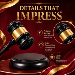 Luxury Courtroom Inspired Gavel Display for Office Library or Professional Space