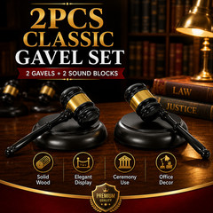 2PCS Judge Wood Gavel Mallet with Sound Block Base Auction Court Meeting Office