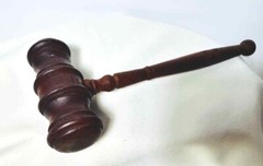 Vintage SOLID WOOD Wooden GAVEL 9-1/2” Long FRATERNAL Judge Lawyer Auctioneer