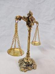 Vintage Brass Scales of Justice Lawyer Office Decor Mini Gold Antique Balance