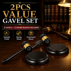 2PCS Judge Wood Gavel Mallet with Sound Block Base Auction Court Meeting Office
