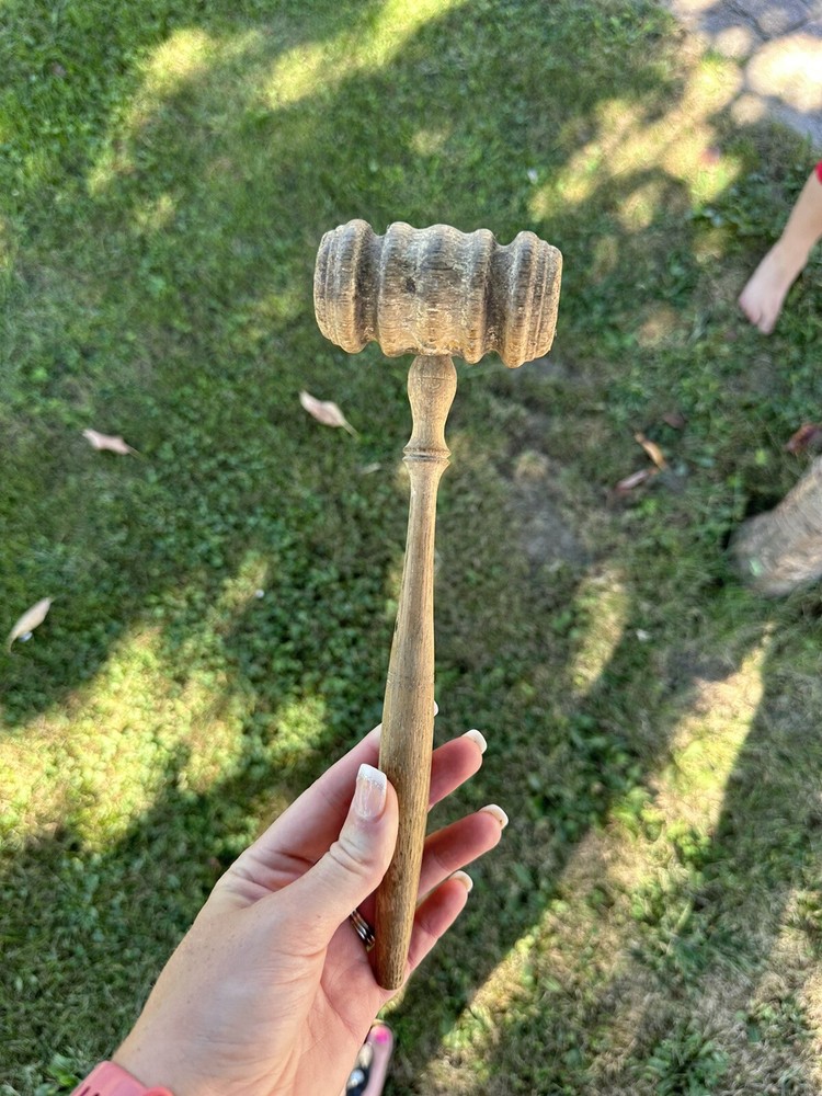 Vintage Solid Wood Gavel Judge Auctioneer Mallet Hammer 10″ Long Decor Gift