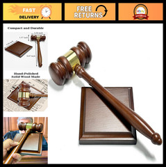 Wooden Gavel & Sound Block Set – Ideal Desk Accessory for Lawyers, Judges, Chair