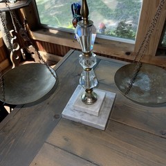 Vintage 20″ Brass & Marble Scales of Justice Mid Century Balance Scale