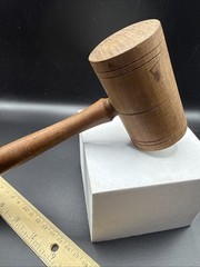 Vintage Some Turning Details Med Dark Solid Wood Judge’s Gavel Approx. 11”