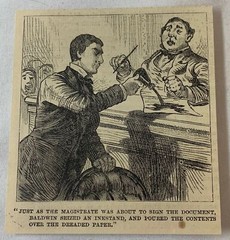 1885 magazine engraving~ DESTROYING THE MAGISTRATE’S DOCUMENT