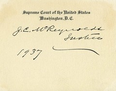 JAMES C. MCREYNOLDS – SUPREME COURT CARD SIGNED 1937