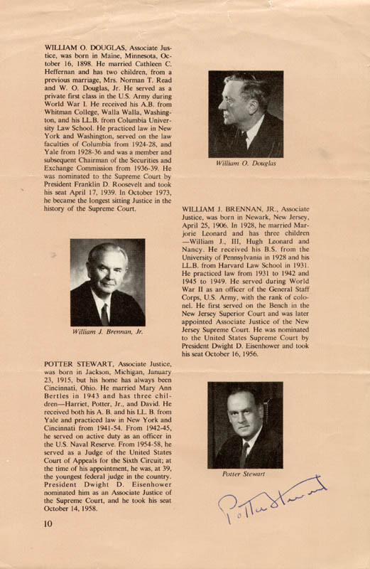POTTER STEWART – BOOK PAGE SIGNED