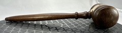 Vintage Solid Wood Gavel Judge Auctioneer Mallet Hammer 10″ With Brass Trim