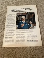 Vintage BETHLEHEM STEEL PRINT AD ASBESTOS DUST PREVENTION BAGHOUSES 1980s 1981