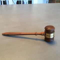 10″ Wooden Gavel with Brass Band- NEW