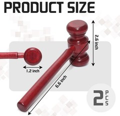 Gavel Set of 2, 6.6 Inch Solid Wood Judge’s Gavel, Loud & Durable for Courtroom,