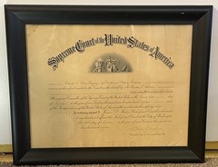 Law History 1918 Supreme Court of the United States Certificate Framed