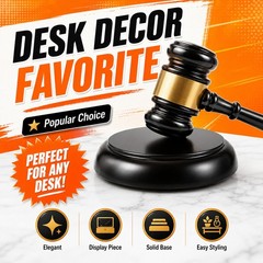 Judge Gavel Set 1 Gavel 1 Base Black Gold Law Office Desktop Display Decor Gifts