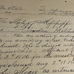 1876 Mississippi Original Case Document Aiding a Fugitive After Officer Shooting