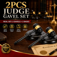 2PCS Judge Wood Gavel Mallet with Sound Block Base Auction Court Meeting Office