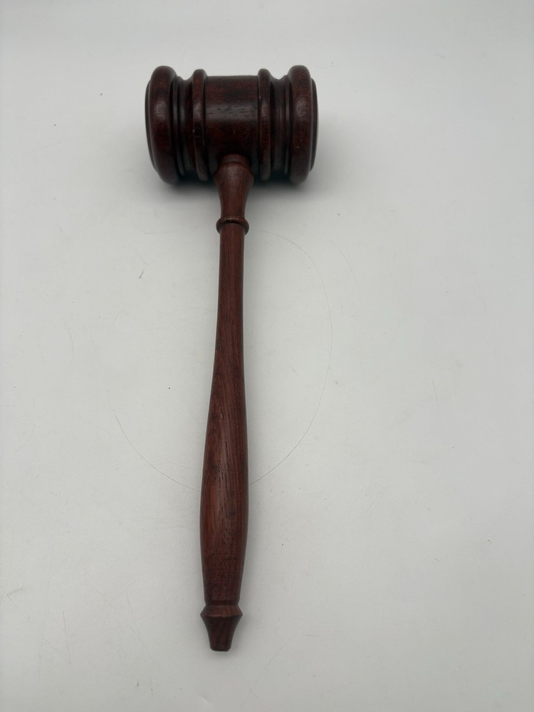 Solid Wood Gavel — Dark Finish, Judge/Auctioneer/Meeting 10” Long 3” Wide