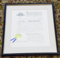 1947 Homer Waterhouse New York NY Law License Signed by Francis Martin Framed